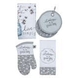 Handmade Cotton Gray Kitchen Textiles (Set of 4)