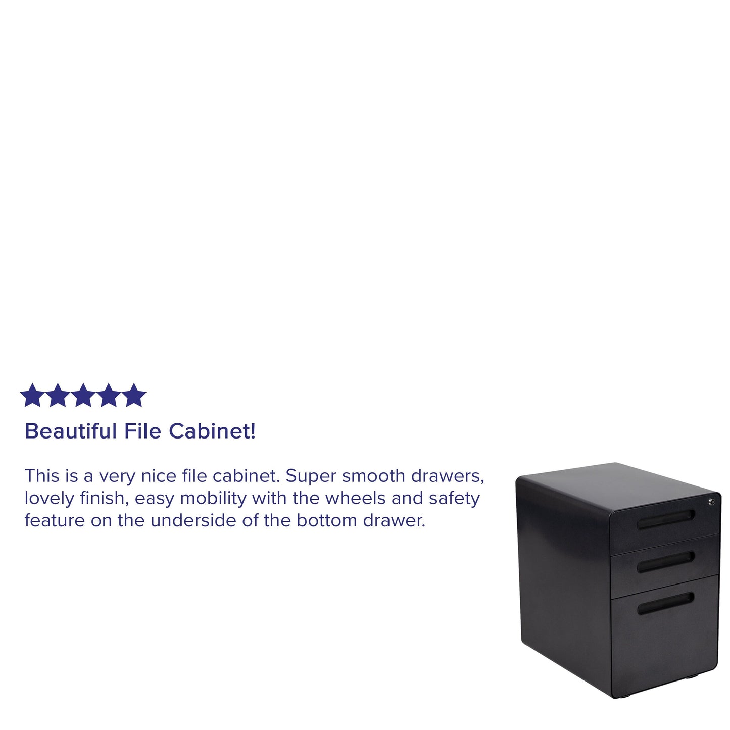 Flash Furniture Modern Black 3-Drawer Filing Cabinet - Ergonomic Mobile Design, Lockable, Commercial Grade Metal File Cabinet, 16  21  24in