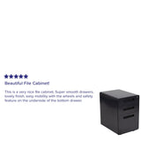 Flash Furniture Modern Black 3-Drawer Filing Cabinet - Ergonomic Mobile Design, Lockable, Commercial Grade Metal File Cabinet, 16  21  24in