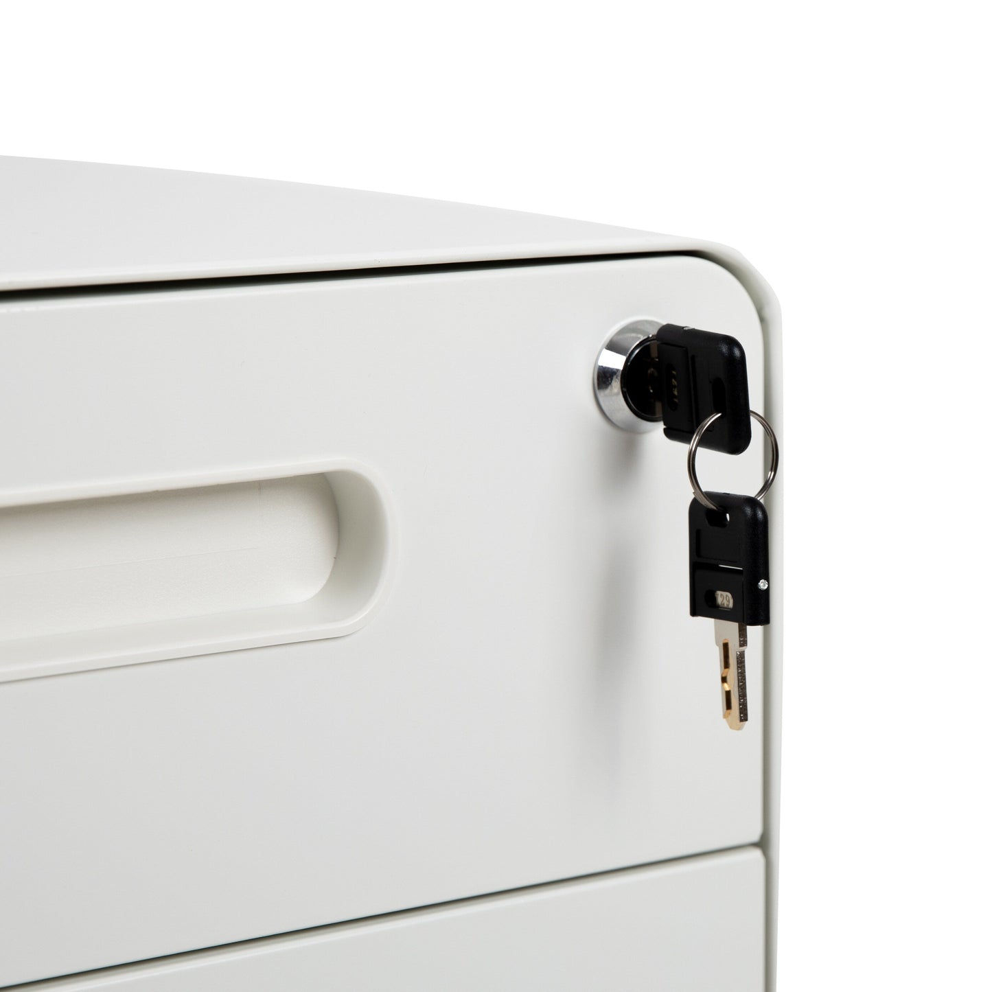 Flash Furniture Modern White 3-Drawer Filing Cabinet - Ergonomic Mobile Design, Lockable, Commercial Grade, Metal Construction, Rolling, 16x24x21 Inches