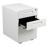 Flash Furniture Modern White 3-Drawer Filing Cabinet - Ergonomic Mobile Design, Lockable, Commercial Grade, Metal Construction, Rolling, 16x24x21 Inches