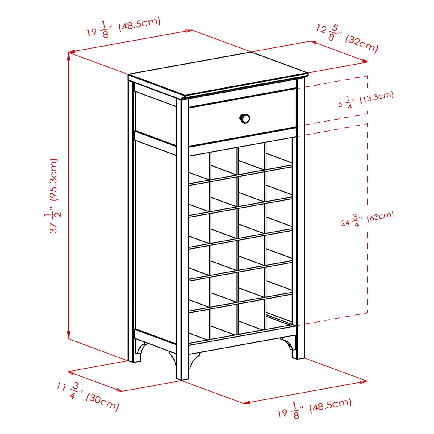 Winsome Wood 24-Bottle Espresso Wood Wine Cabinet