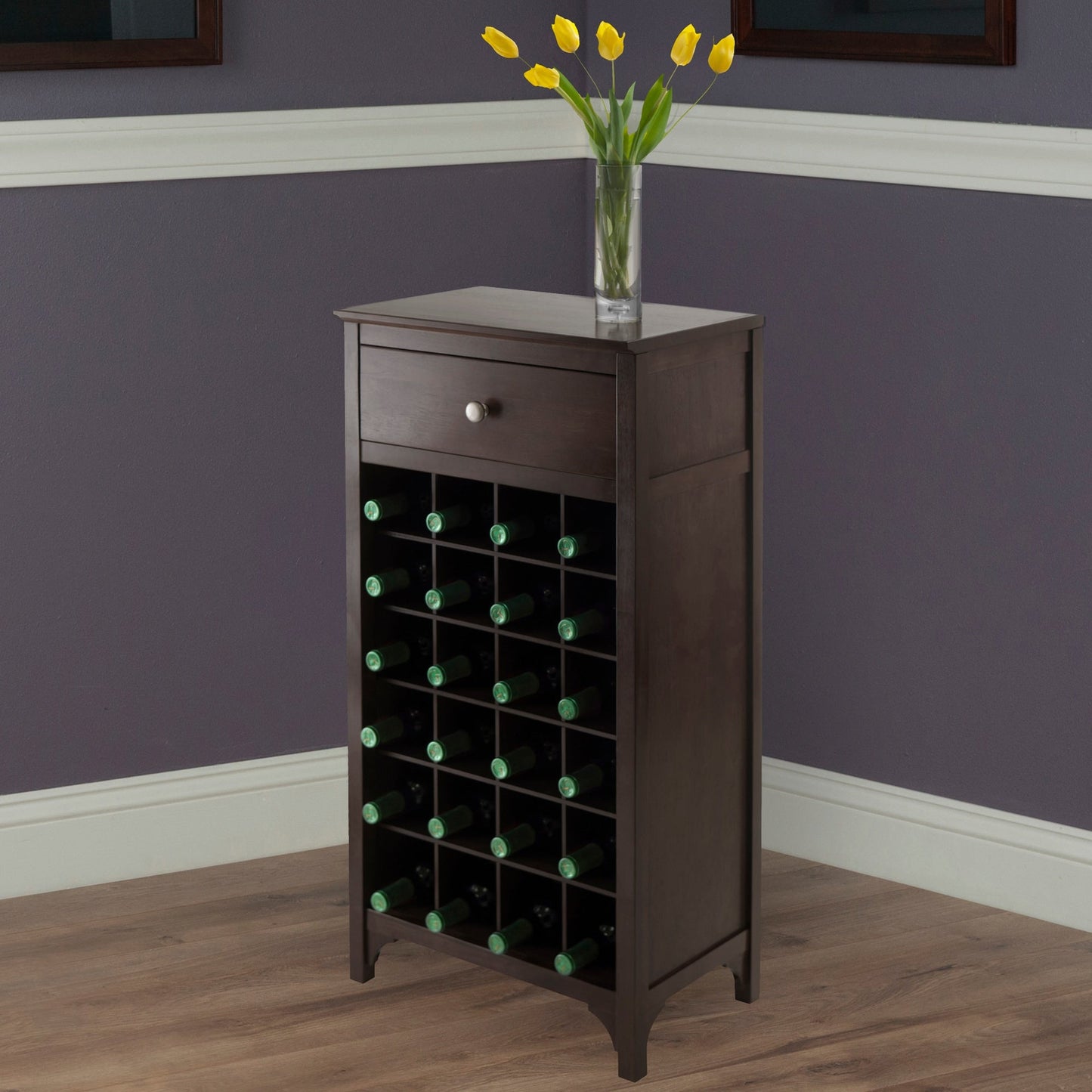 Winsome Wood 24-Bottle Espresso Wood Wine Cabinet