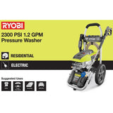 RYOBI 2,300 PSI 1.2 GPM High Performance Electric Pressure Washer with 12 in. Surface Cleaner
