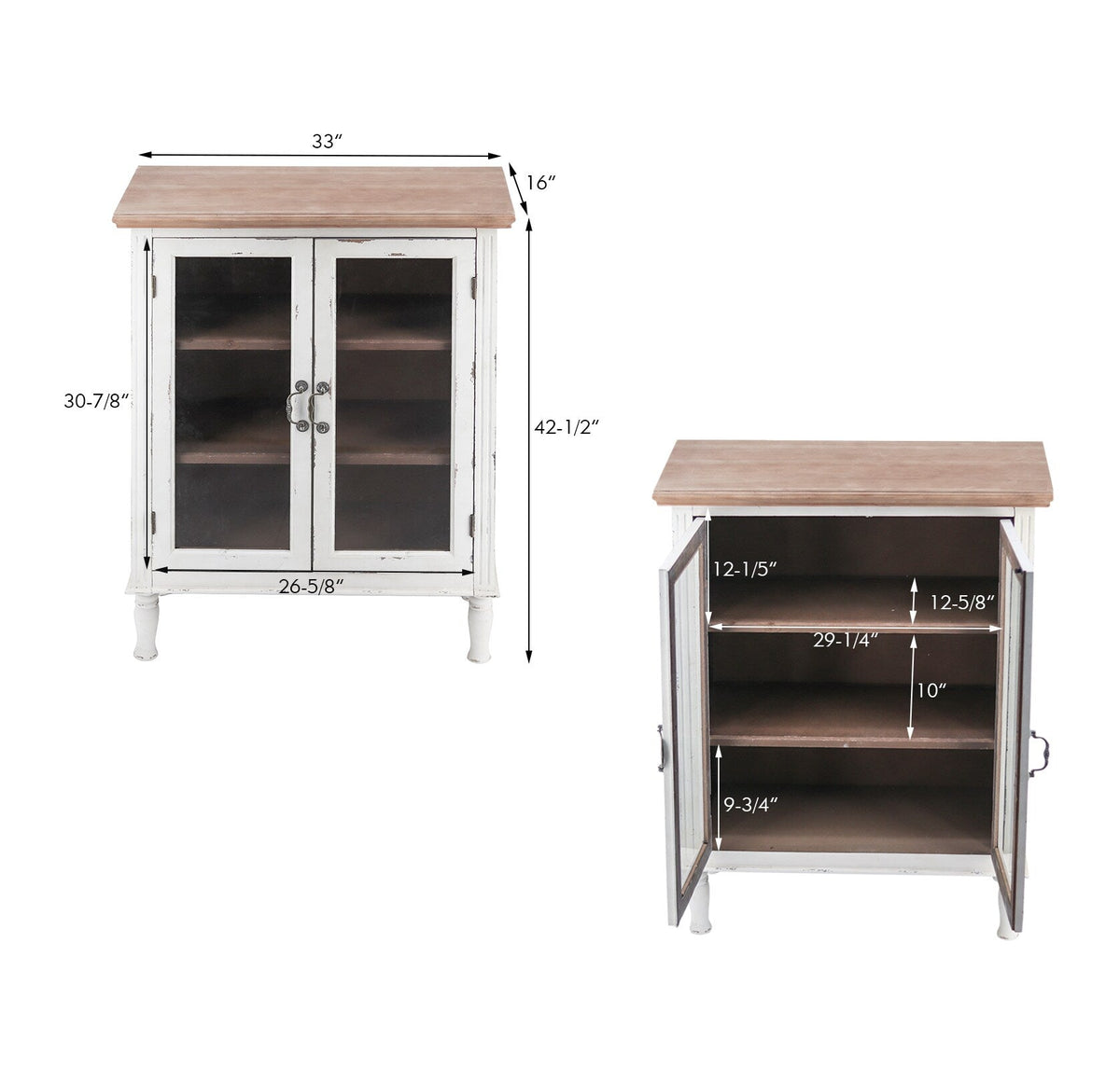 Parisloft White Country Wood Media Cabinet