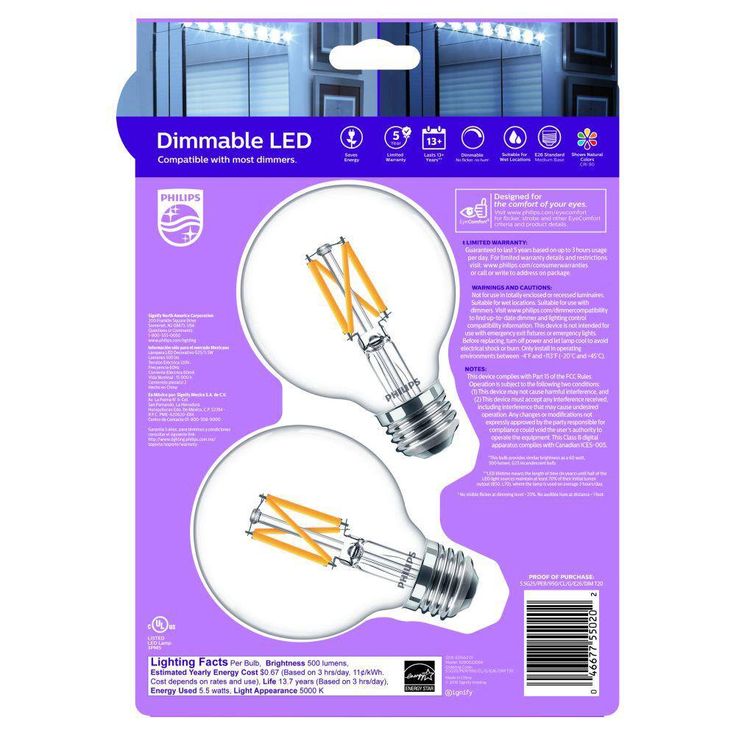 Philips 60-Watt Equivalent G25 Dimmable Daylight LED Light Bulb (2-Pack)