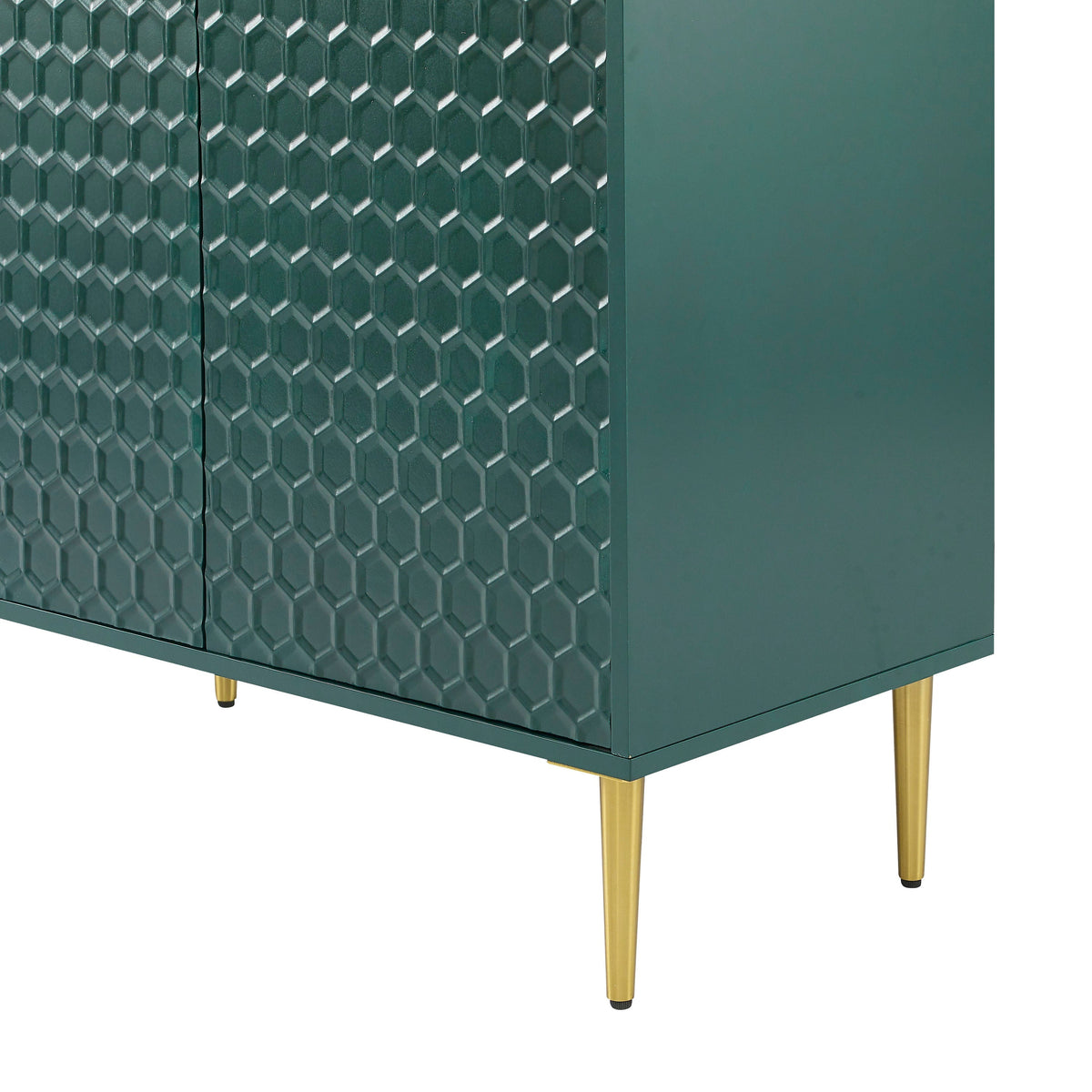 Sumyeg Green 2 Door Apothecary Accent Cabinet with Gold Accent Legs, Fully Assembled