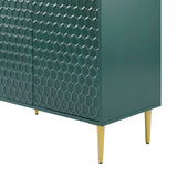 Sumyeg Green 2 Door Apothecary Accent Cabinet with Gold Accent Legs, Fully Assembled
