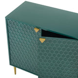 Sumyeg Green 2 Door Apothecary Accent Cabinet with Gold Accent Legs, Fully Assembled