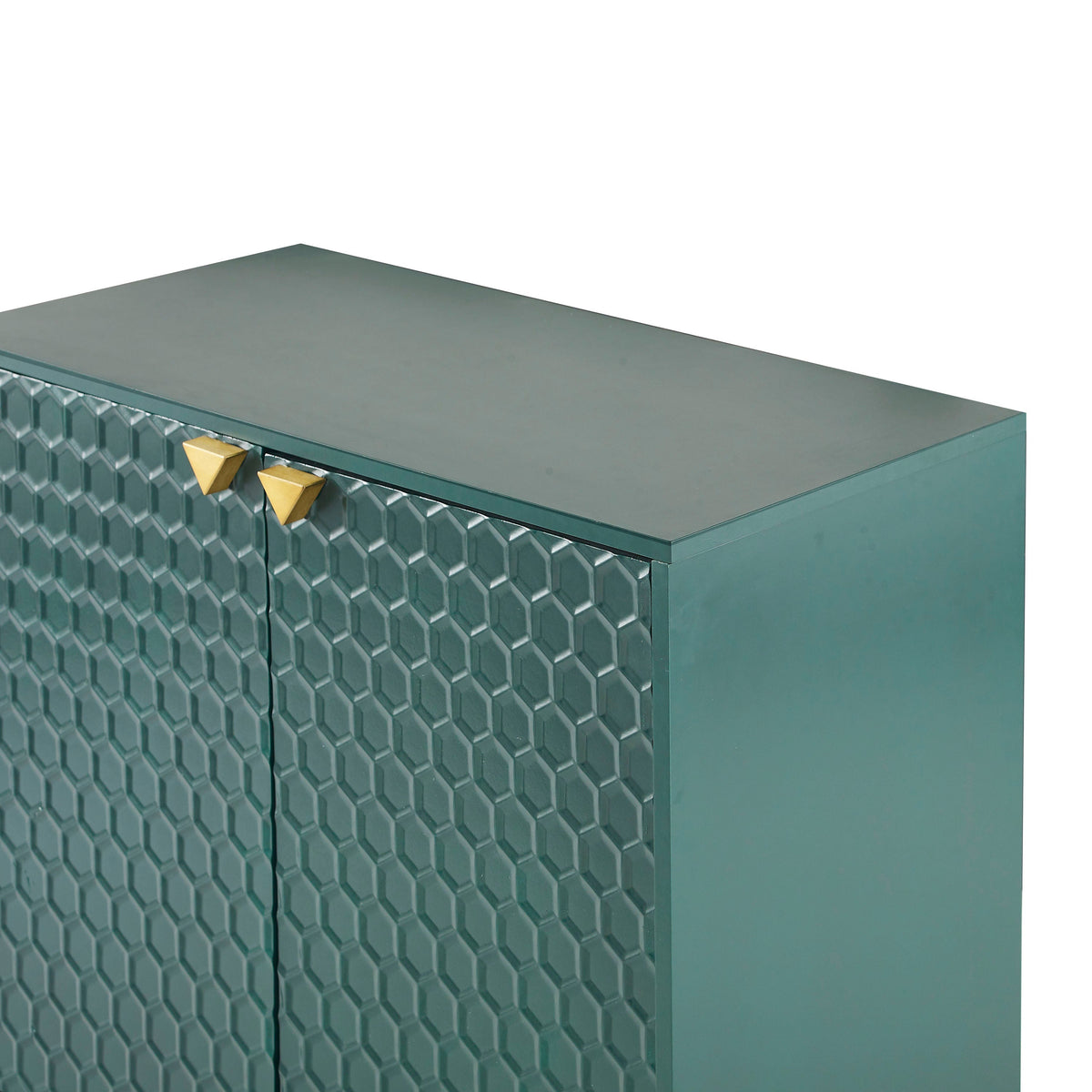 Sumyeg Green 2 Door Apothecary Accent Cabinet with Gold Accent Legs, Fully Assembled