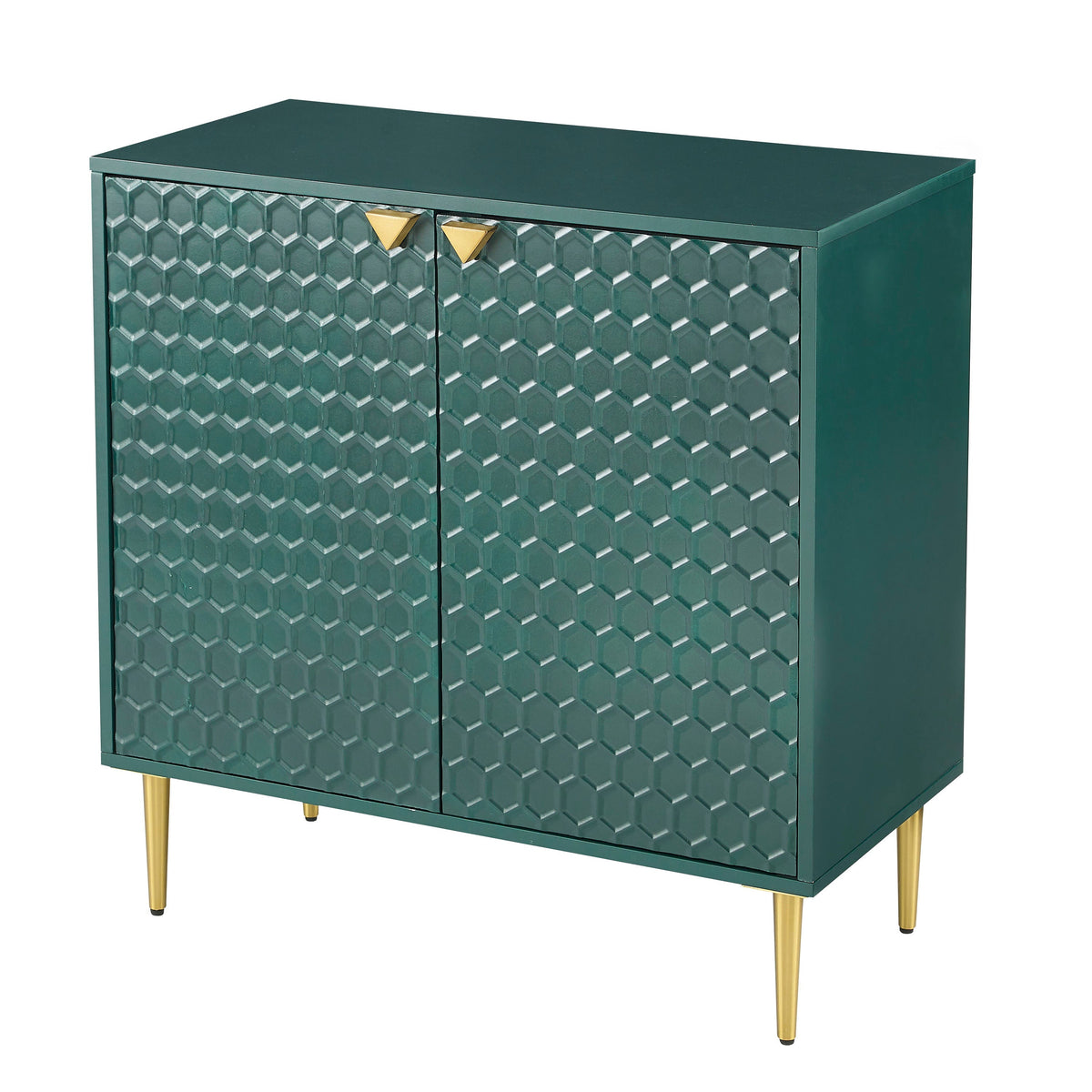 Sumyeg Green 2 Door Apothecary Accent Cabinet with Gold Accent Legs, Fully Assembled