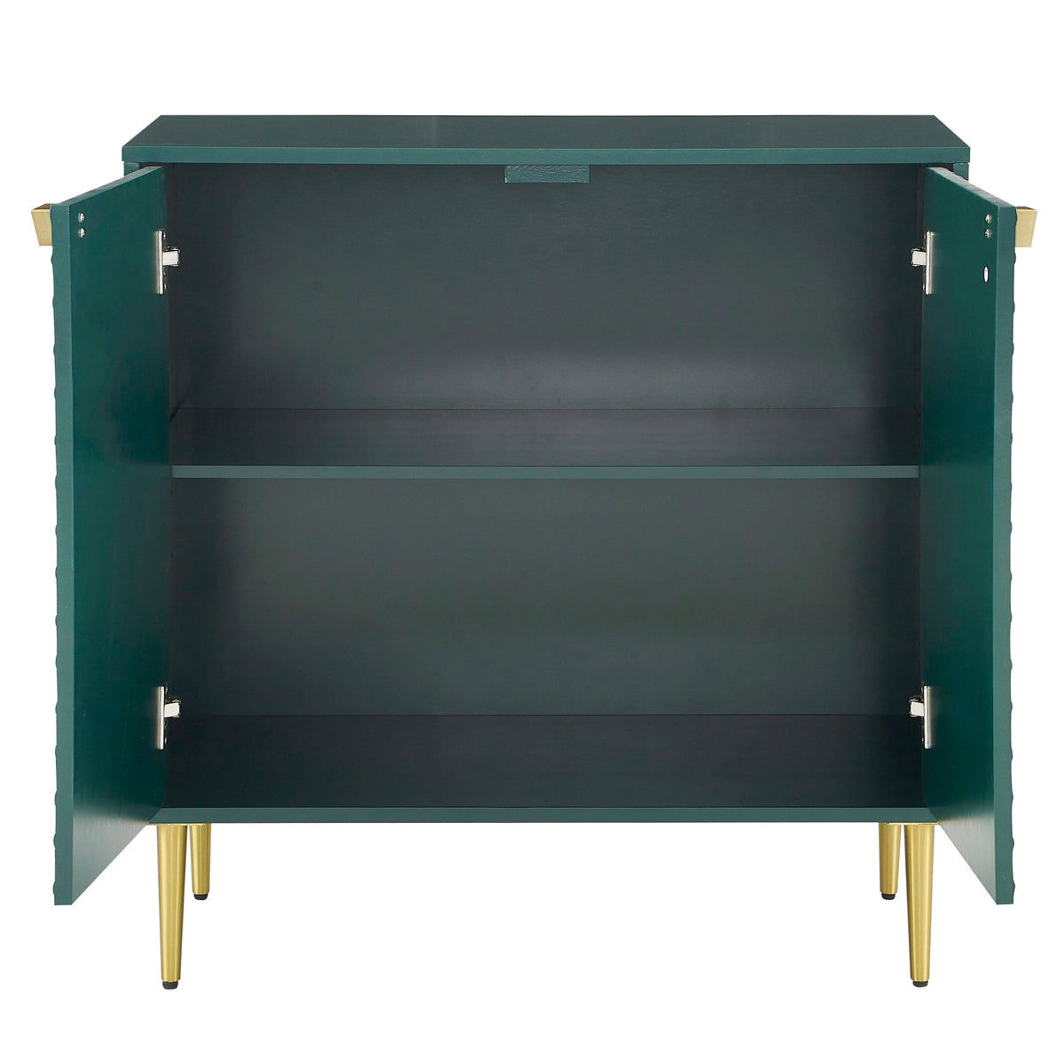 Sumyeg Green 2 Door Apothecary Accent Cabinet with Gold Accent Legs, Fully Assembled