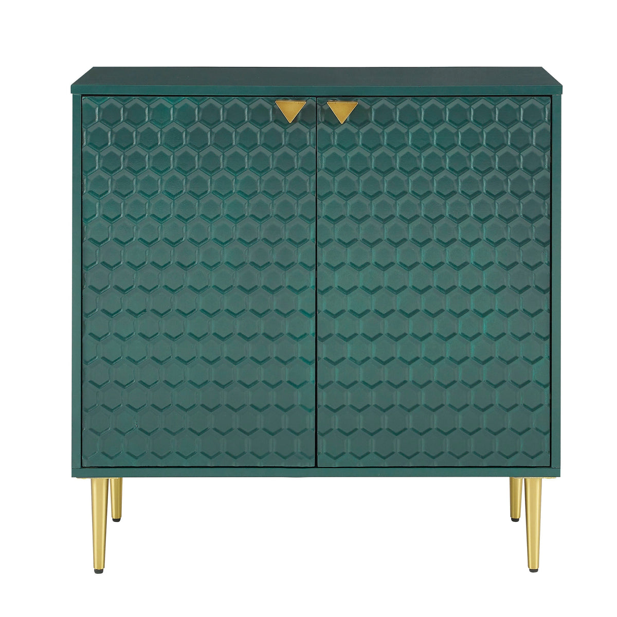 Sumyeg Green 2 Door Apothecary Accent Cabinet with Gold Accent Legs, Fully Assembled