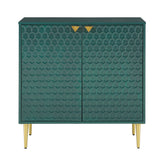 Sumyeg Green 2 Door Apothecary Accent Cabinet with Gold Accent Legs, Fully Assembled