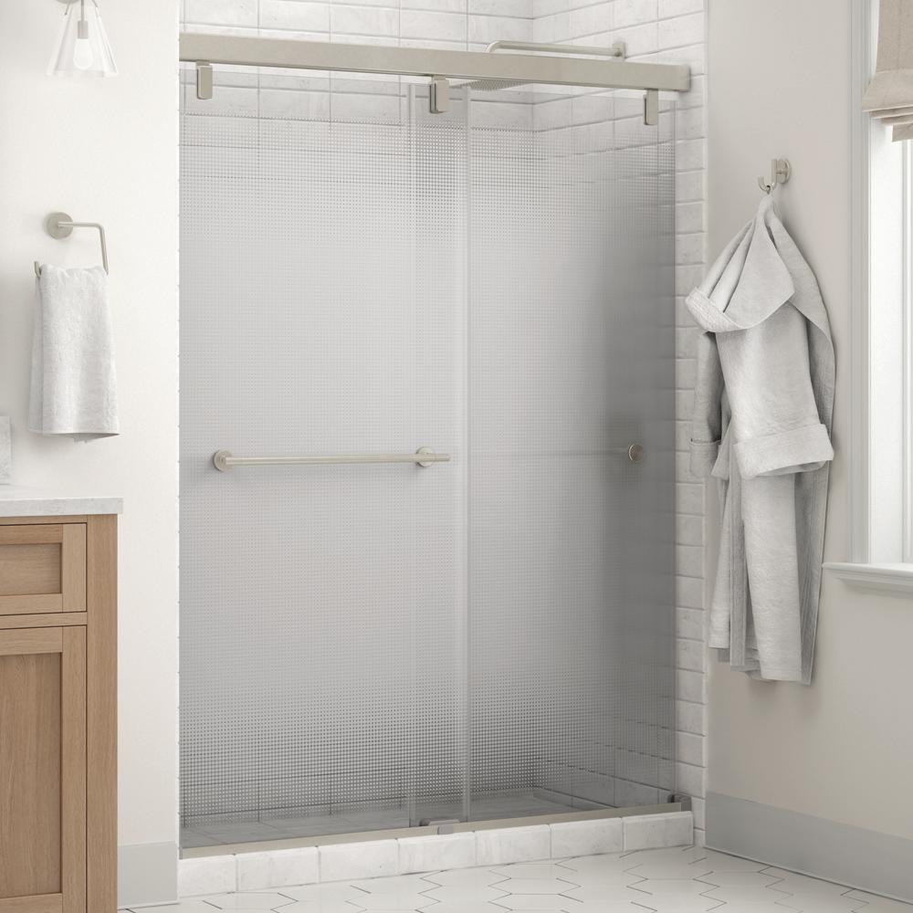Lyndall 60 in. x 71-1/2 in. Frameless Mod Soft-Close Sliding Shower Door in Matte Black with 1/4 in. (6 mm) Clear Glass - Super Arbor
