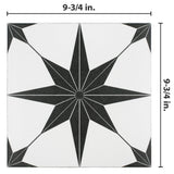 Merola Tile Stella Nero Encaustic 9-3/4 in. x 9-3/4 in. Porcelain Floor and Wall Tile (11.11 sq. ft. / case)