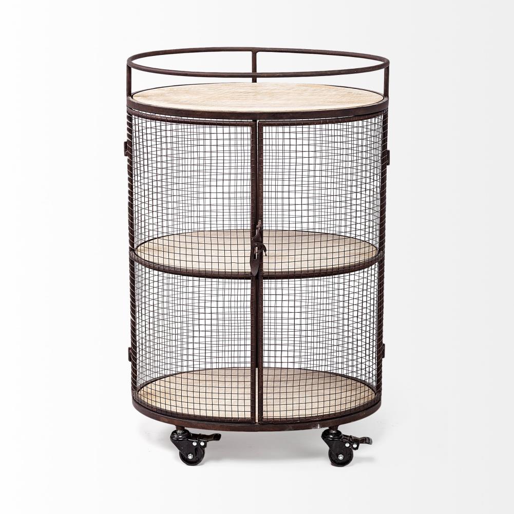 Mercana Black Metal Base with Wood Top Rolling Kitchen Cart (13.3-in x 20.3-in x 31.5-in)
