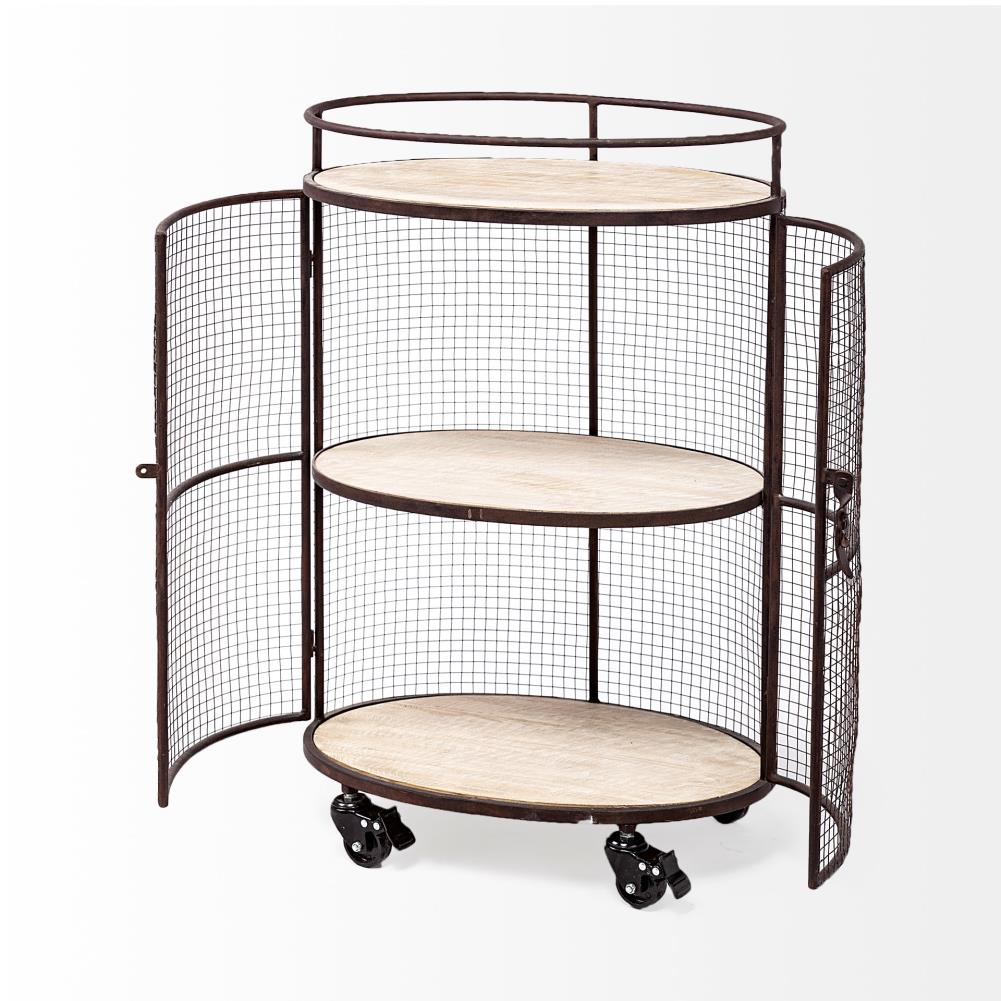 Mercana Black Metal Base with Wood Top Rolling Kitchen Cart (13.3-in x 20.3-in x 31.5-in)