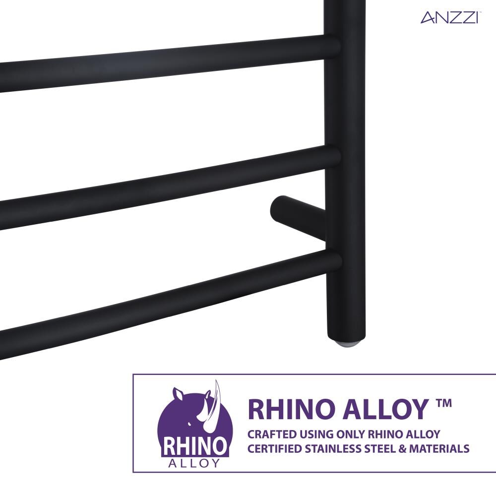 ANZZI Gown 7-Bar Matte Black Plug-In Wall-Mount Towel Warmer, 23.6 in W x 31.5 in H