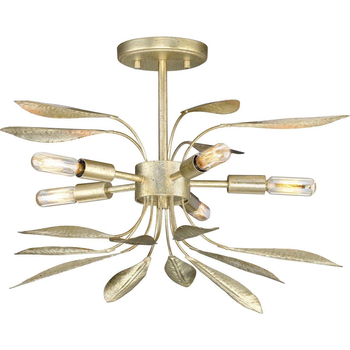 Progress Lighting Mariposa 5-Light Gilded Silver Glam Geometric Medium Hanging Pendant Light