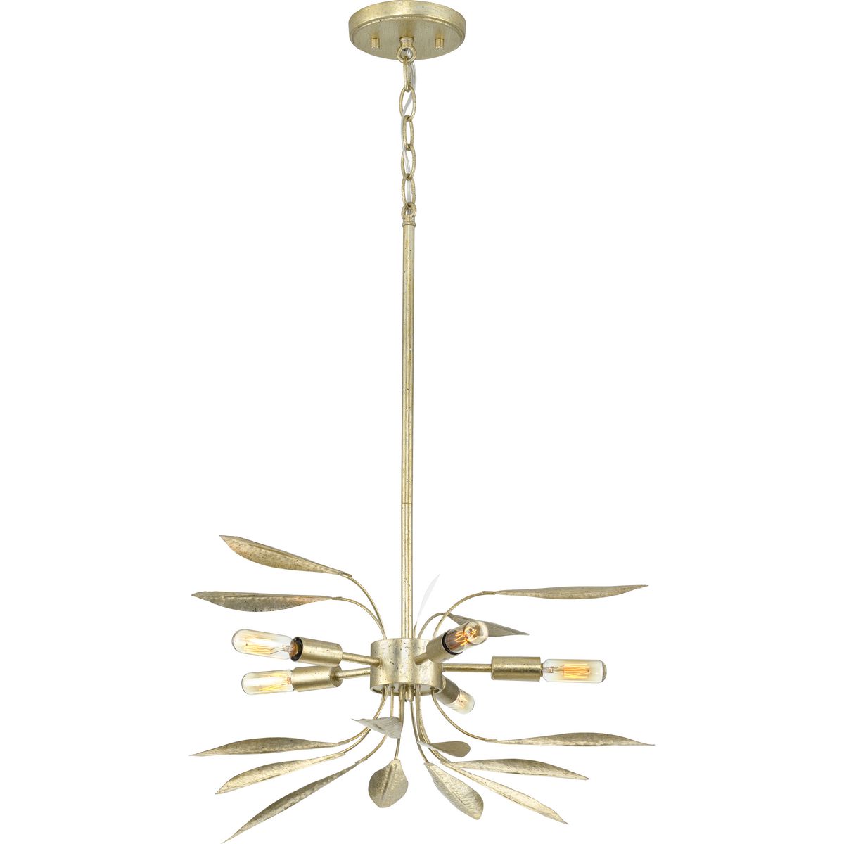 Progress Lighting Mariposa 5-Light Gilded Silver Glam Geometric Medium Hanging Pendant Light