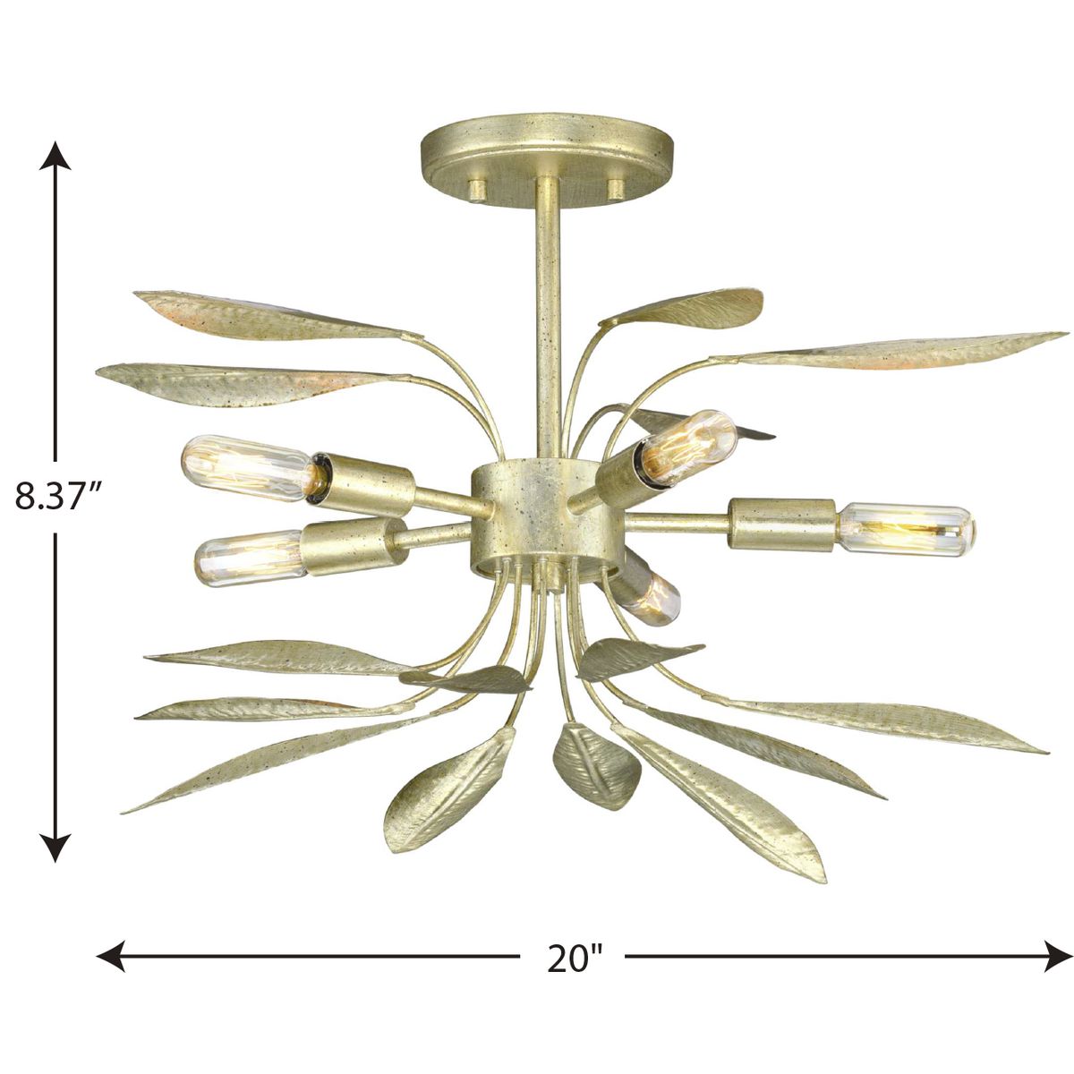 Progress Lighting Mariposa 5-Light Gilded Silver Glam Geometric Medium Hanging Pendant Light
