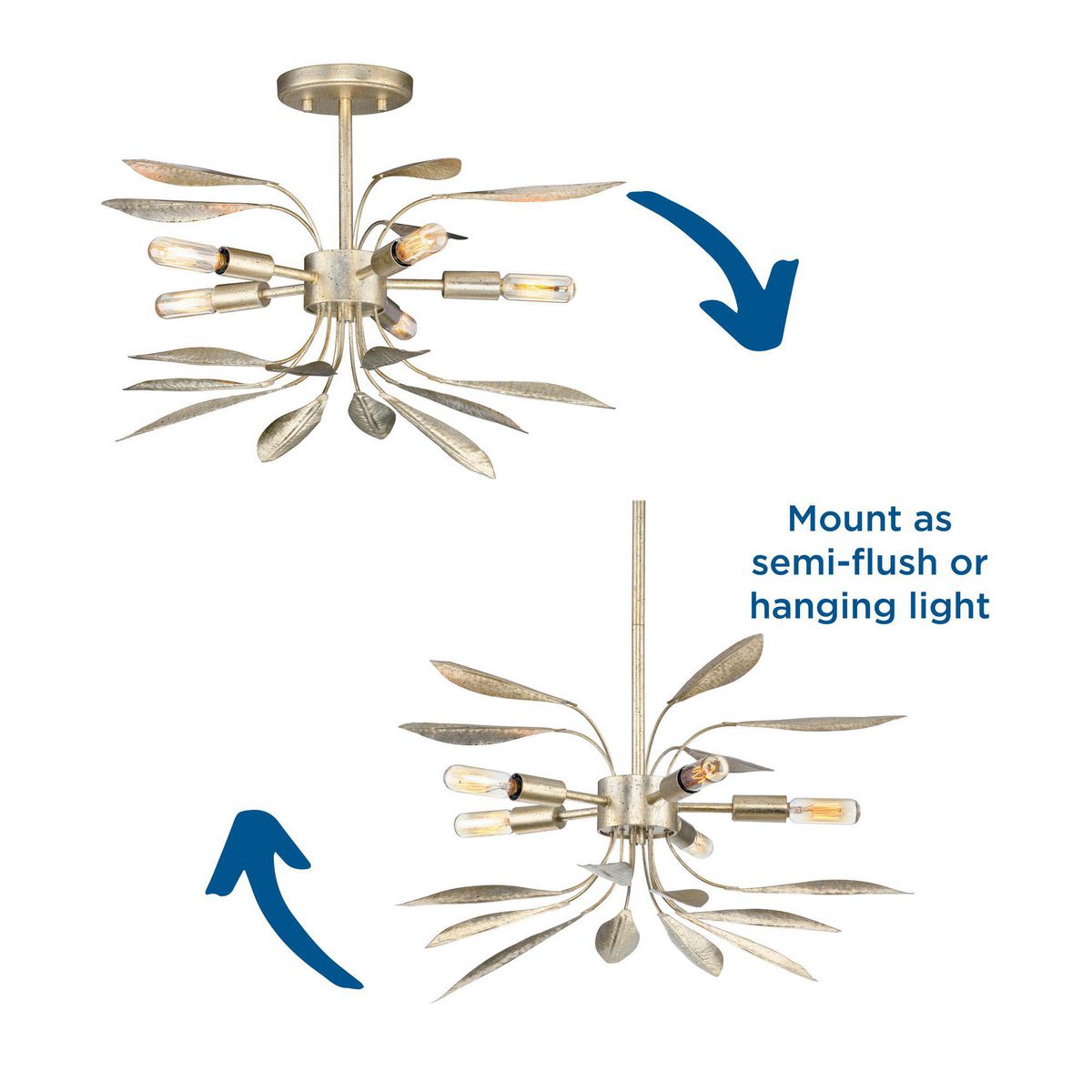 Progress Lighting Mariposa 5-Light Gilded Silver Glam Geometric Medium Hanging Pendant Light