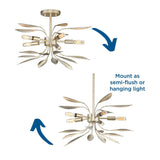 Progress Lighting Mariposa 5-Light Gilded Silver Glam Geometric Medium Hanging Pendant Light