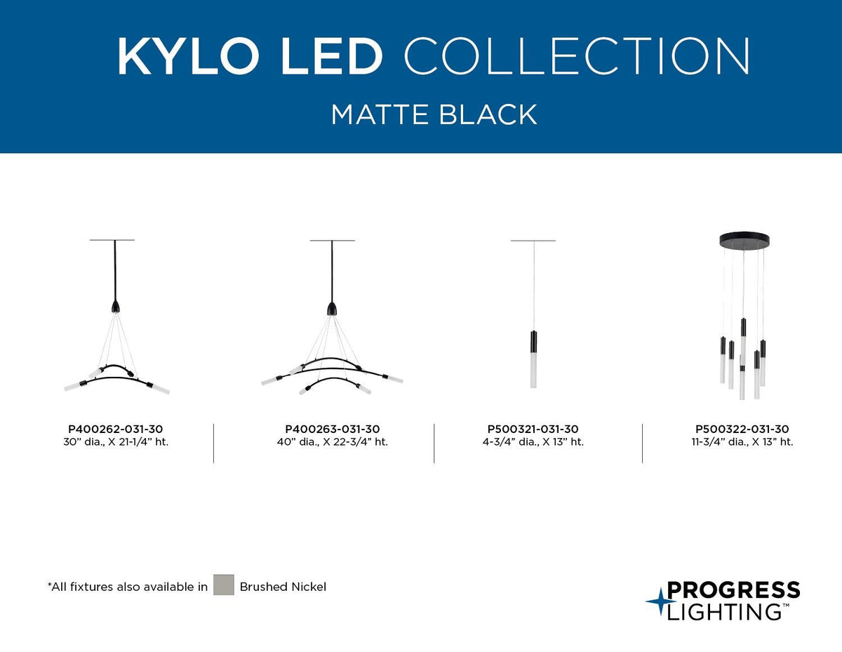 Progress Lighting Kylo Led 6-Light Matte Black Modern/ContemporaryLED Chandelier