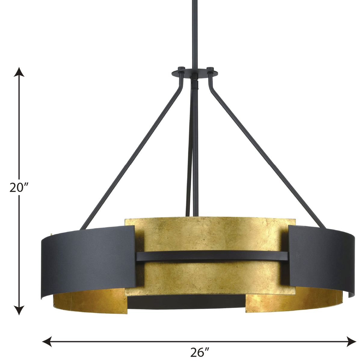 Progress Lighting Lowery 5-Light Black with Distressed Gold Accents Modern/Contemporary Drum Large Hanging Pendant Light