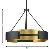 Progress Lighting Lowery 5-Light Black with Distressed Gold Accents Modern/Contemporary Drum Large Hanging Pendant Light