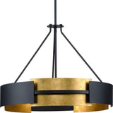 Progress Lighting Lowery 5-Light Black with Distressed Gold Accents Modern/Contemporary Drum Large Hanging Pendant Light