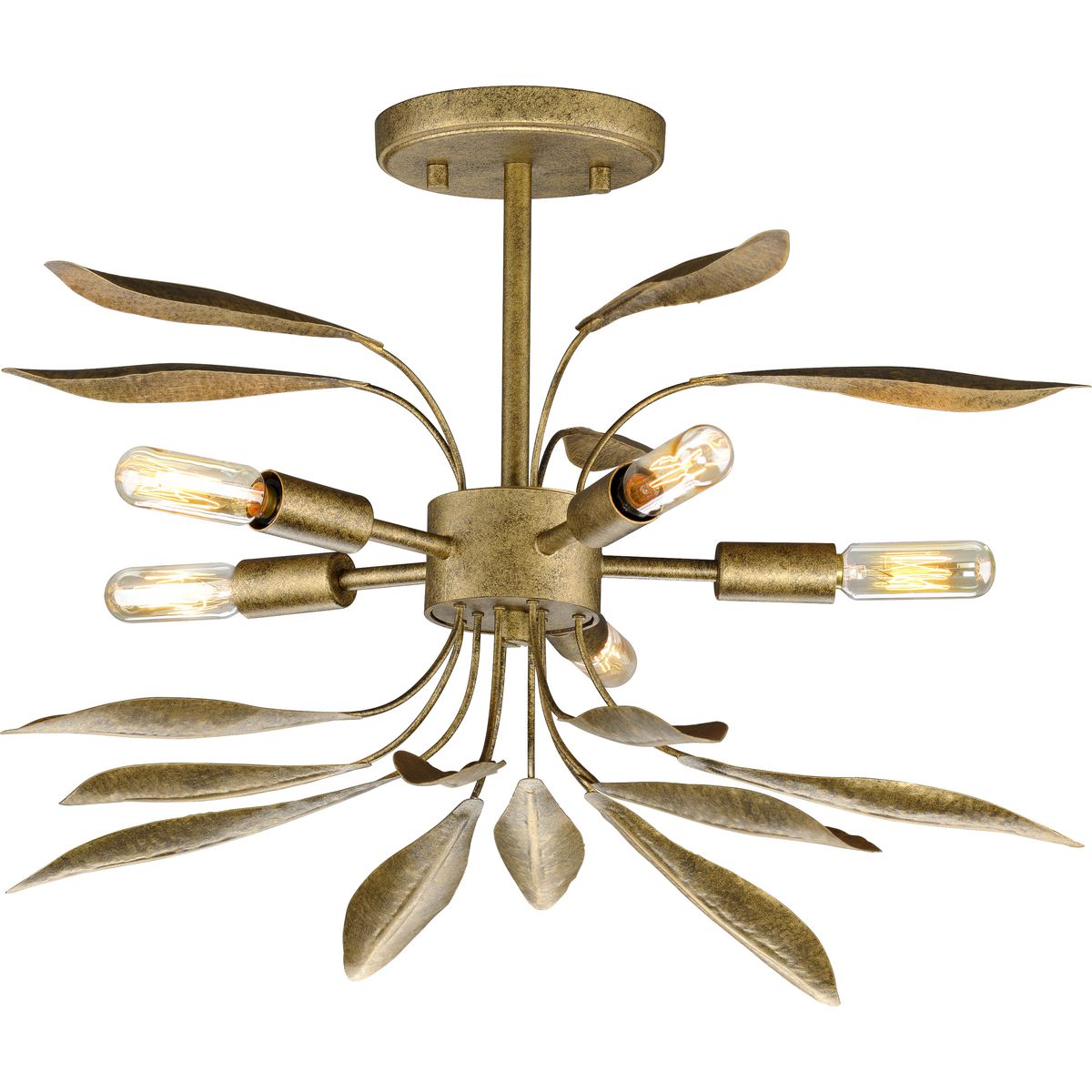 Progress Lighting Mariposa 5-Light Antique Gold Glam Geometric Medium Hanging Pendant Light