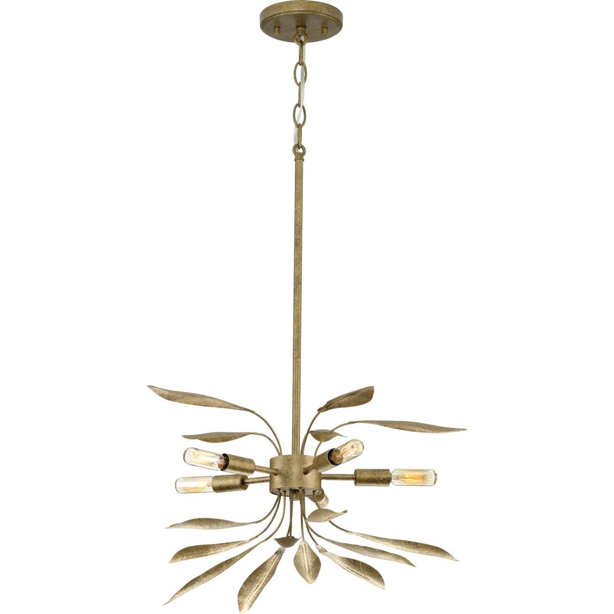 Progress Lighting Mariposa 5-Light Antique Gold Glam Geometric Medium Hanging Pendant Light