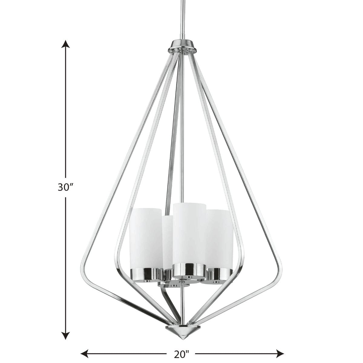 Progress Lighting Elevate 4-Light Polished Chrome Modern/Contemporary Etched Glass Geometric Medium Hanging Pendant Light