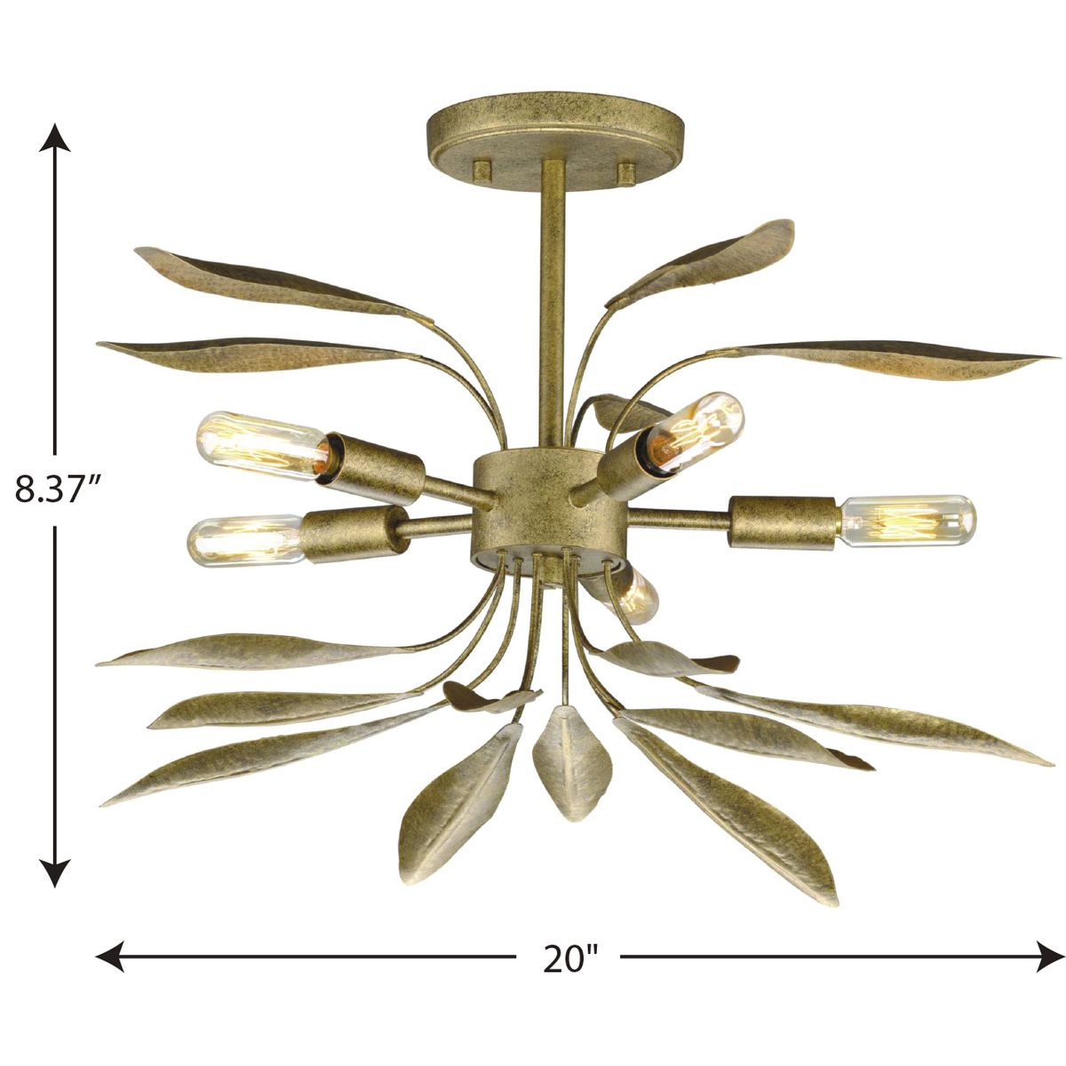 Progress Lighting Mariposa 5-Light Antique Gold Glam Geometric Medium Hanging Pendant Light