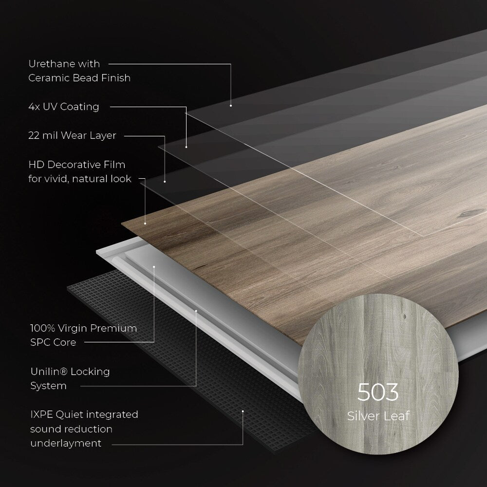 Lucida USA Maxcore Silver Leaf Gray 28-mil x 7-3/32-in W x 48-in L Waterproof Interlocking Luxury Vinyl Plank Flooring (24.5-sq ft/ Carton)