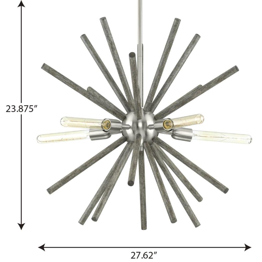 Progress Lighting Thorpe 5-Light Brushed Nickel Mid-century Chandelier