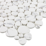 Elida Ceramica Stonescape White Marble 12-in x 12-in Carrara-Look Recycled Glass Pebble Mosaic Floor and Wall Tile (1.001-sq ft per Piece)