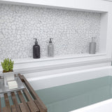 Elida Ceramica Stonescape White Marble 12-in x 12-in Carrara-Look Recycled Glass Pebble Mosaic Floor and Wall Tile (1.001-sq ft per Piece)