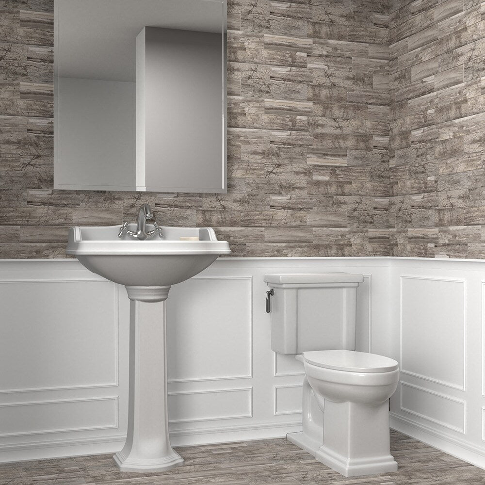 Elida Ceramica Natural Ledgewood Stone 13-in x 25-in Matte Porcelain Wood Look Wall Tile