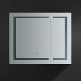 Fresca Spazio 36-in x 30-in Lighted LED Fog Free Surface/Recessed Mount LED Lighting Mirror Mirrored Soft Close Medicine Cabinet with Outlet