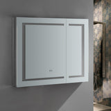 Fresca Spazio 36-in x 30-in Lighted LED Fog Free Surface/Recessed Mount LED Lighting Mirror Mirrored Soft Close Medicine Cabinet with Outlet