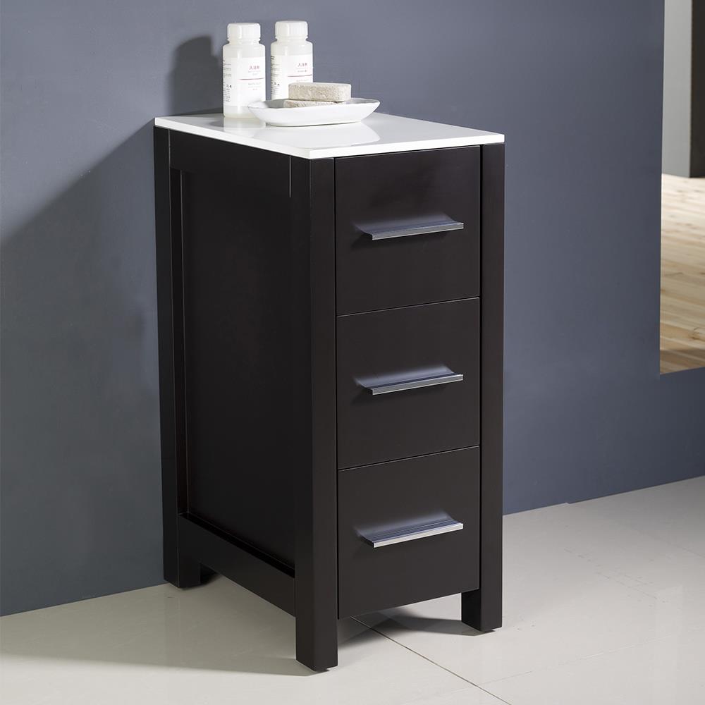 Fresca Torino 12-in x 28.13-in x 17.75-in Espresso Freestanding Linen Cabinet