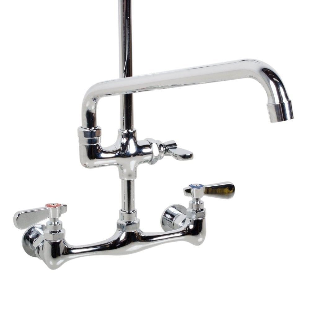 SABA Chrome 3-Handle Deck-Mount Utility Faucet with Pulldown Sprayer