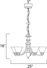 Maxim Lighting Malaga 5-Light Chandelier, Satin Nickel, 25 in. Wide