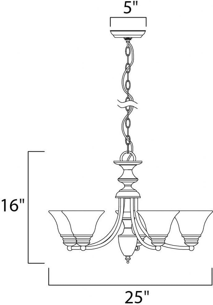 Maxim Lighting Malaga 5-Light Satin Nickel Chandelier, Marble Glass, 25 in.