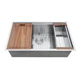 32 in. Single Bowl Workstation Tight Radius Undermount 16-Gauge Stainless Steel Kitchen Sink with Sliding Accessories