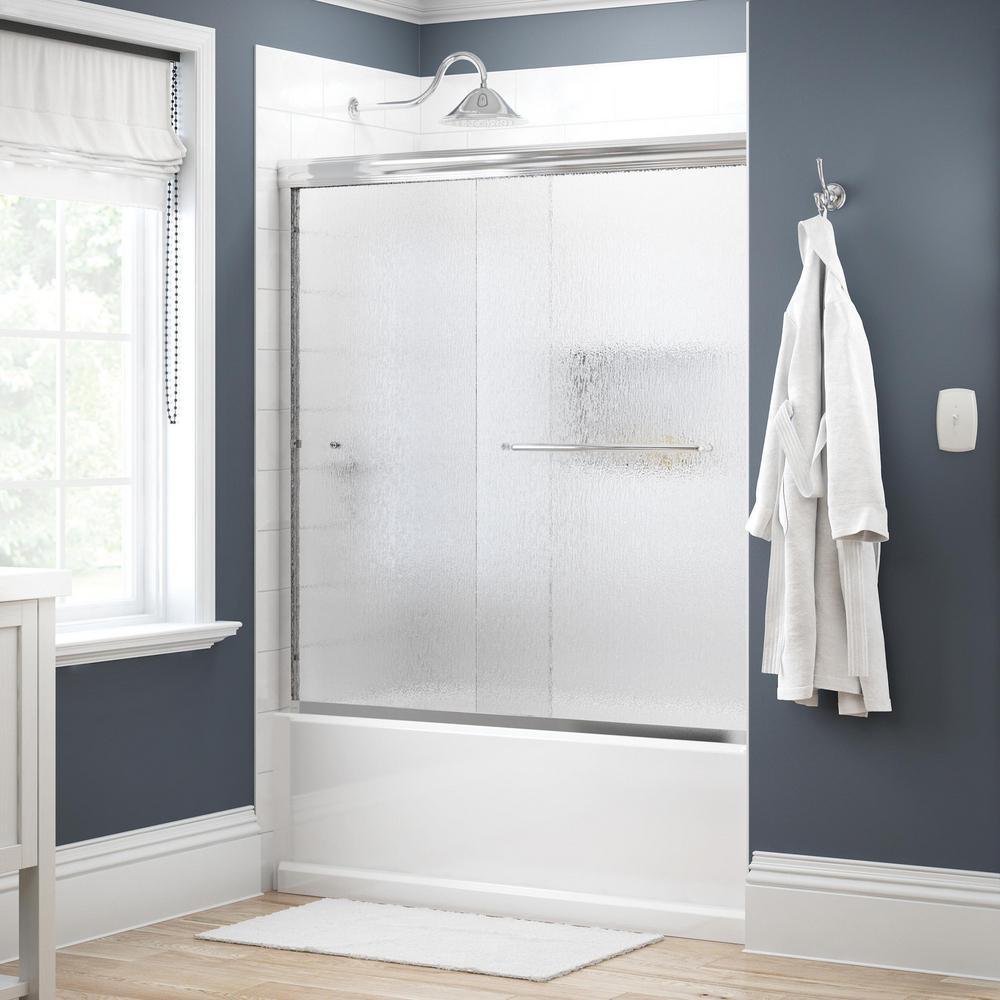 Simplicity 60 in. x 58-1/8 in. Semi-Frameless Traditional Sliding Bathtub Door in Bronze with Clear Glass - Super Arbor