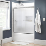 Simplicity 60 in. x 58-1/8 in. Semi-Frameless Traditional Sliding Bathtub Door in Chrome with Transition Glass - Super Arbor
